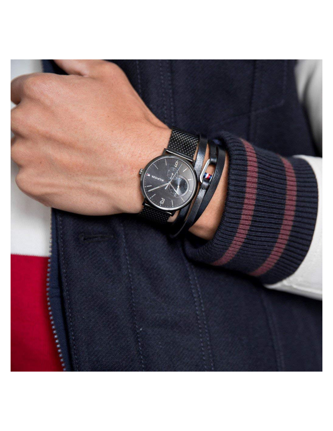 Montre Homme Tommy Hilfiger Brooklyn 1791507 - Cadran et bracelet maille milanaise noir vue 3