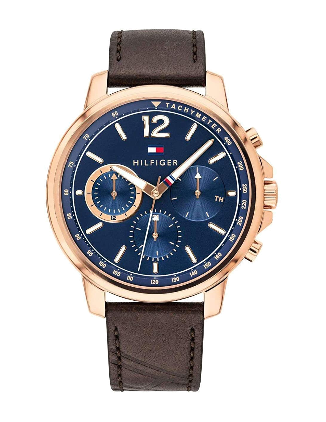 Montre Homme Tommy Hilfiger Landon 1791532 - Cadran Bleu, Bracelet Cuir Marron