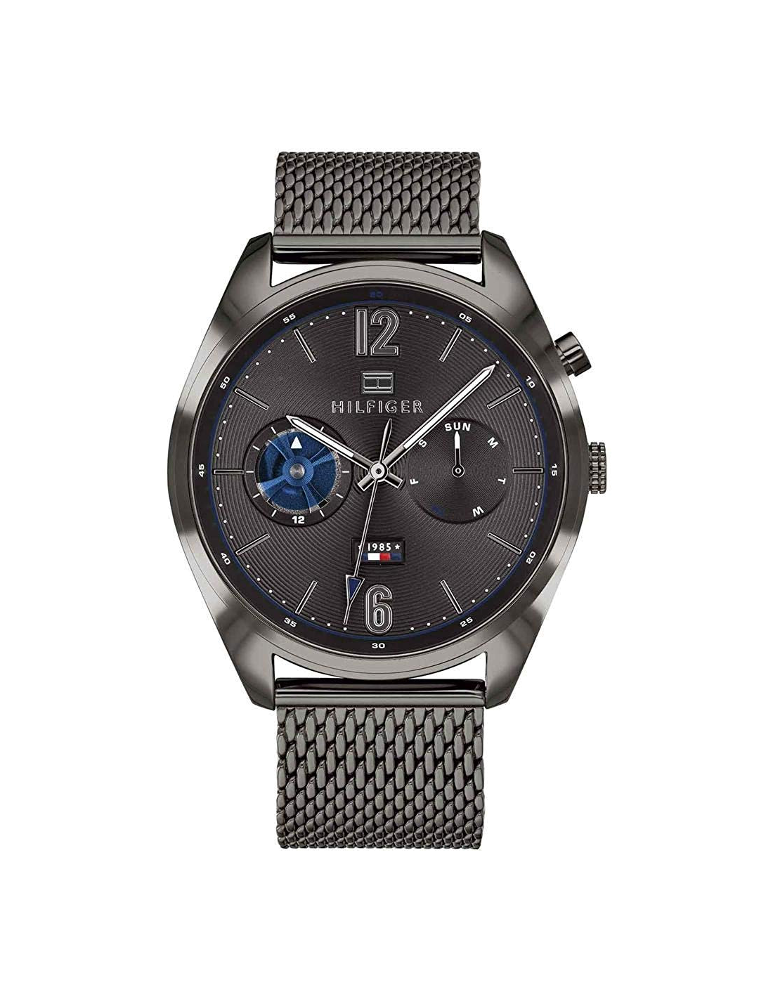 Montre Homme Tommy Hilfiger Deacon 1791546 - Cadran Bleu, Boîtier Acier Noir, Bracelet Cuir Brun