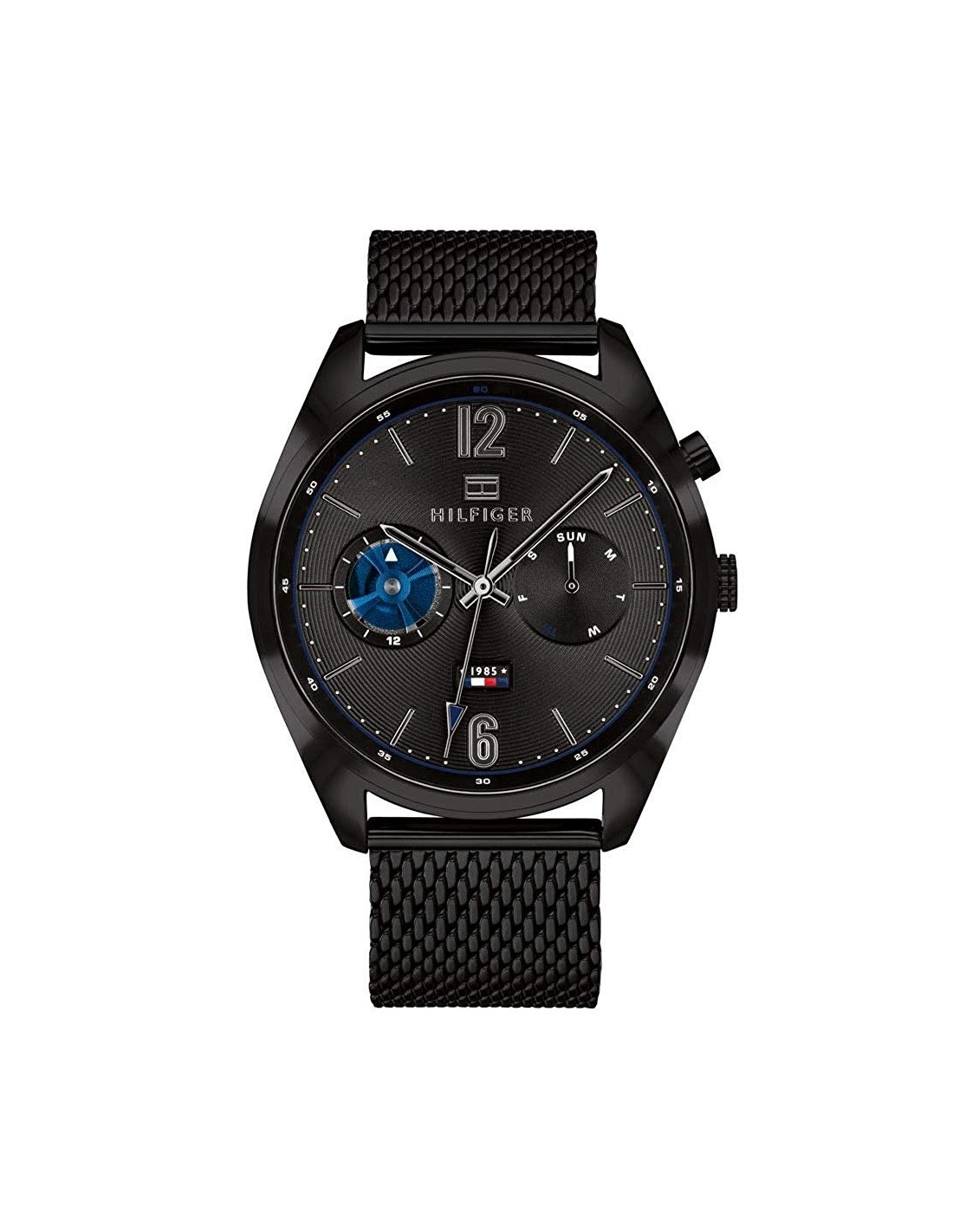 Montre Homme Tommy Hilfiger Deacon 1791547 - Boîtier Acier Noir, Bracelet Maille Milanaise