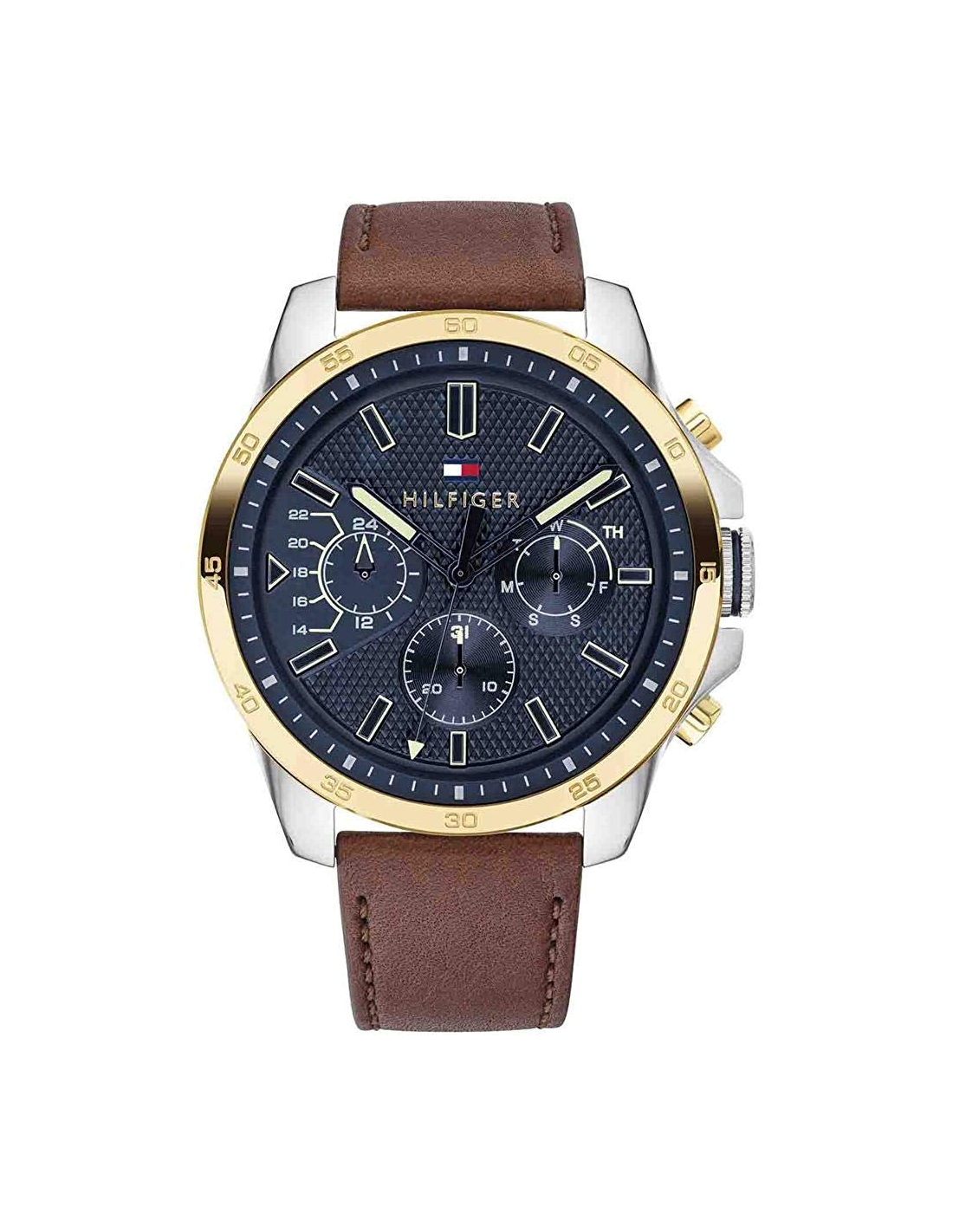Montre Homme Tommy Hilfiger Decker 1791561 - Cadran Bleu, Bracelet Cuir Marron