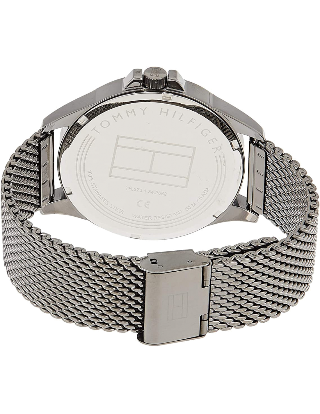 Montre Homme Tommy Hilfiger 1791613 Cadran Noir Bracelet Maille Milanaise Gris vue 2