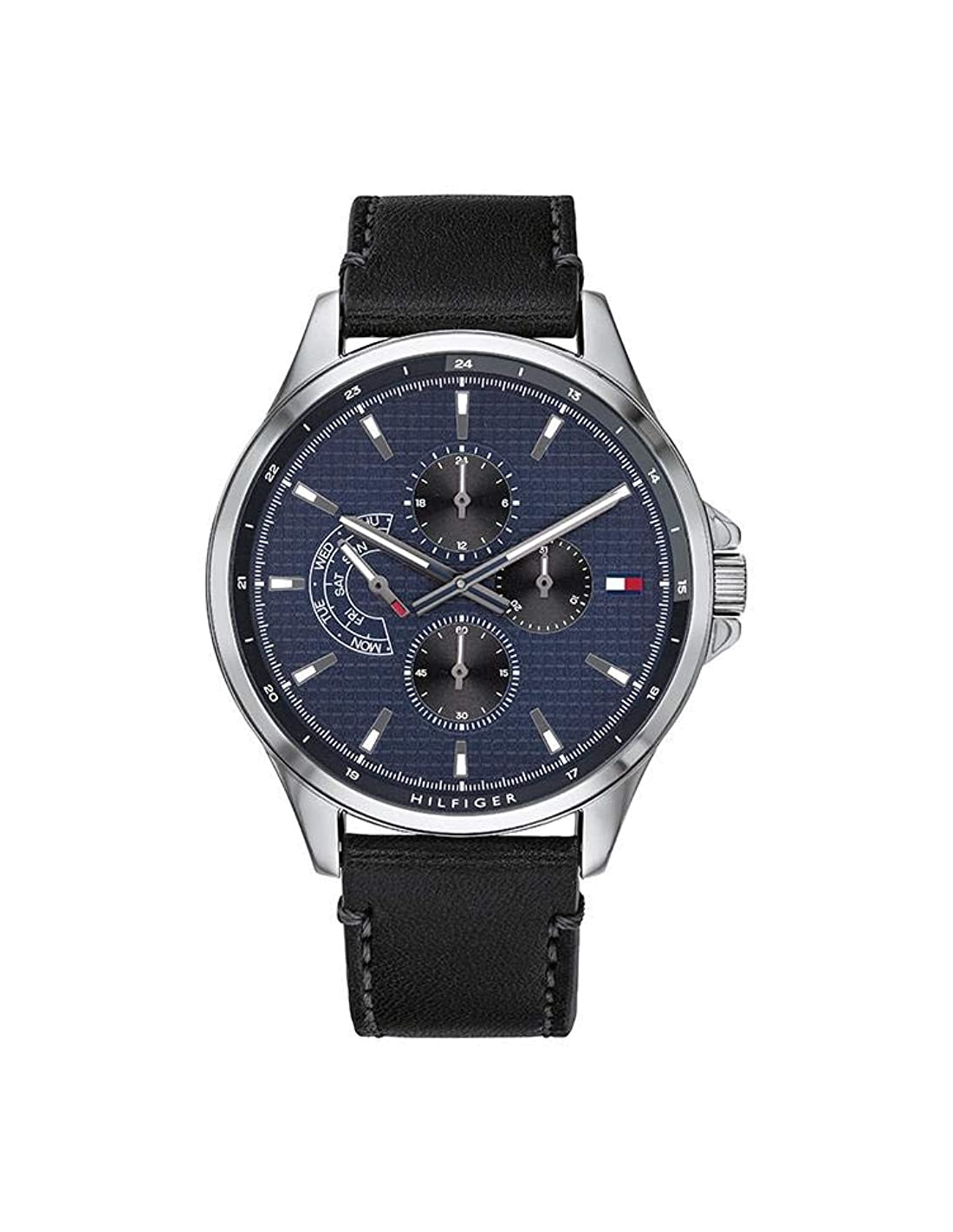 Montre Homme Tommy Hilfiger 1791616 Cadran Bleu Bracelet Cuir Noir
