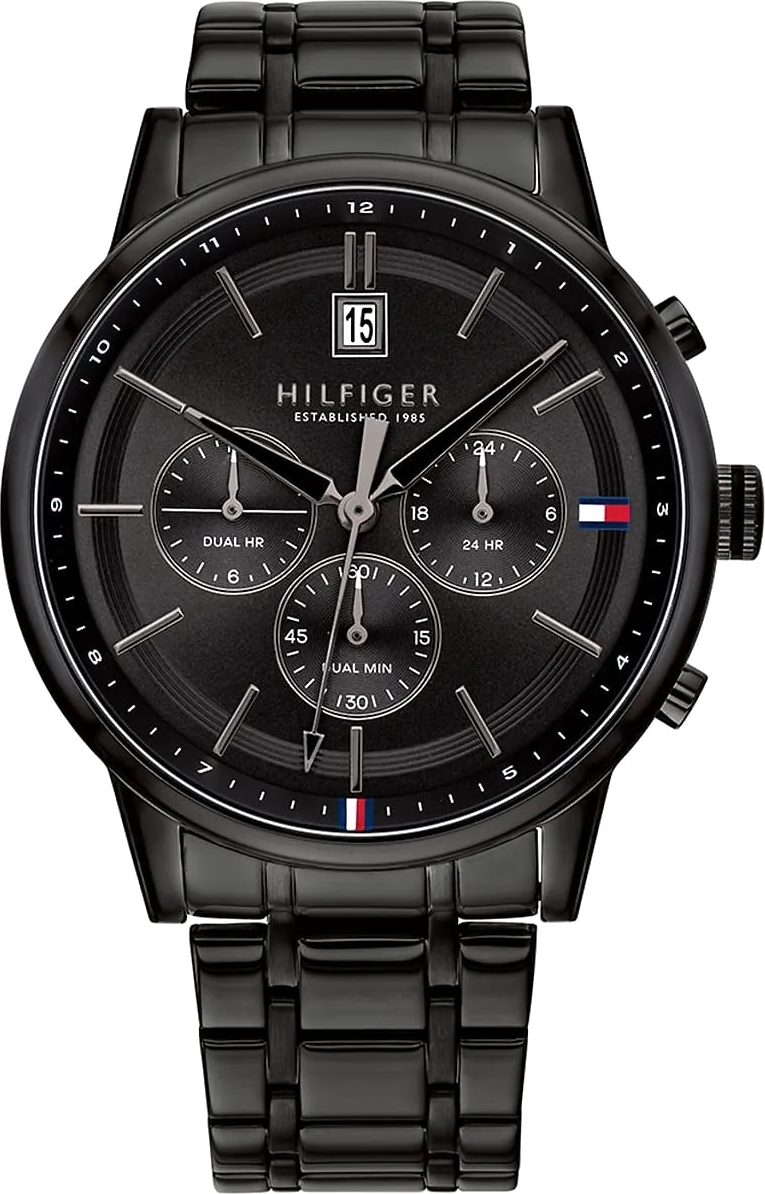 Montre Homme Tommy Hilfiger 1791695 Kyle - Boîtier 44mm Noir Acier - Cadran Noir