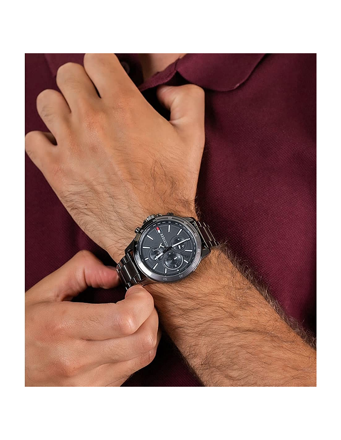 Montre Homme Tommy Hilfiger Bank 1791719 Cadran Bleu Multifonction Bracelet Acier vue 3