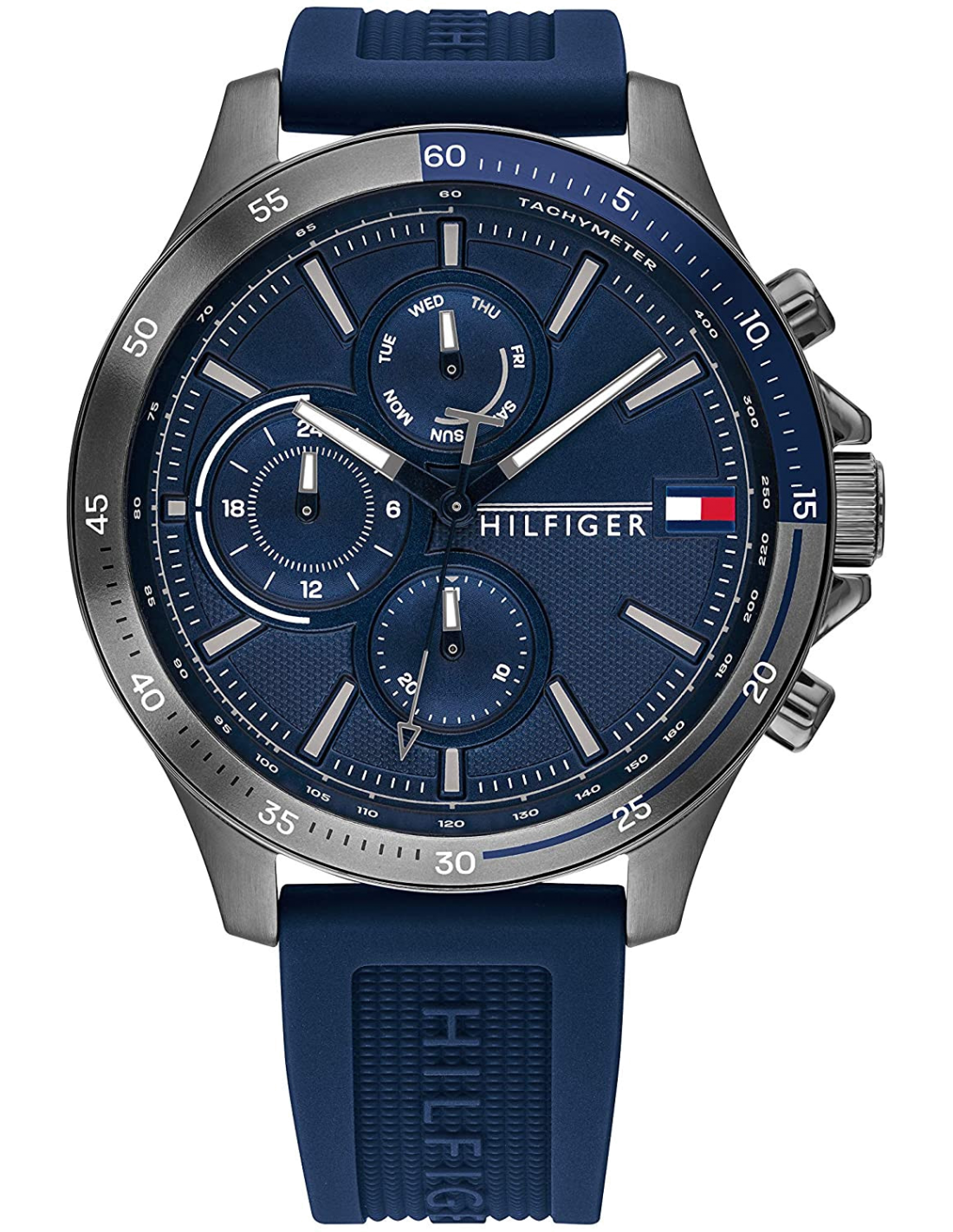 Montre Homme Tommy Hilfiger 1791721 - Boîtier Acier Doré, Cadran et Bracelet Silicone Bleu