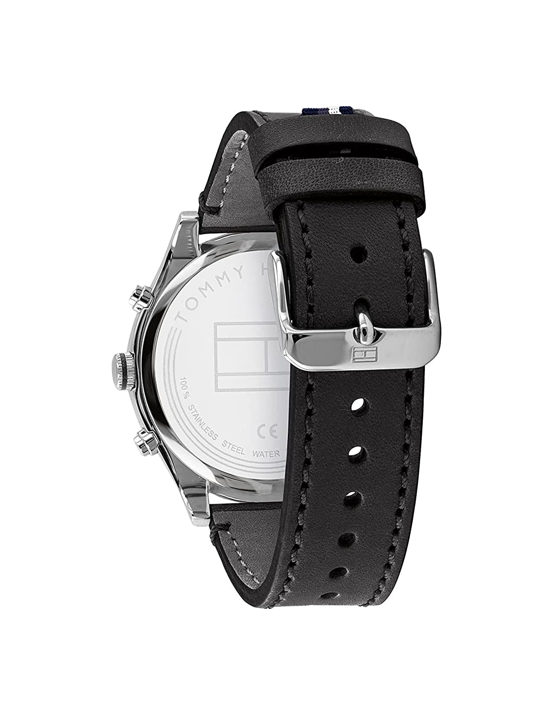 Montre Tommy Hilfiger 1791740 Ashton avec Bracelet en Cuir Marron et Cadran Bleu vue 2