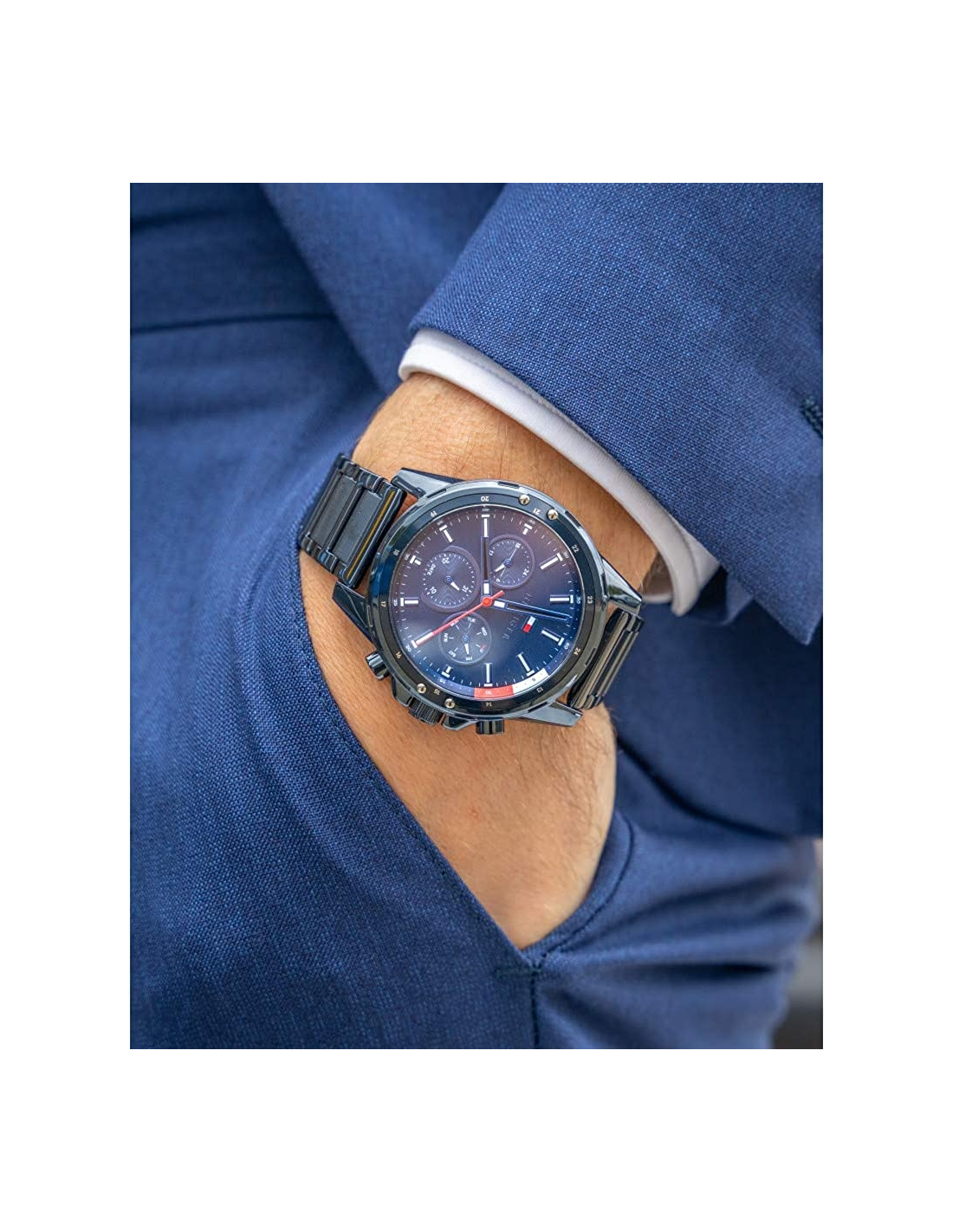 Montre Homme Tommy Hilfiger 1791789 Mason Chronographe Acier Cadran Bleu vue 4