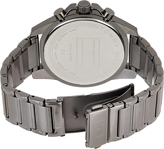 Montre Tommy Hilfiger 1791790 en Acier avec Cadran Gris et Bracelet Noir vue 3
