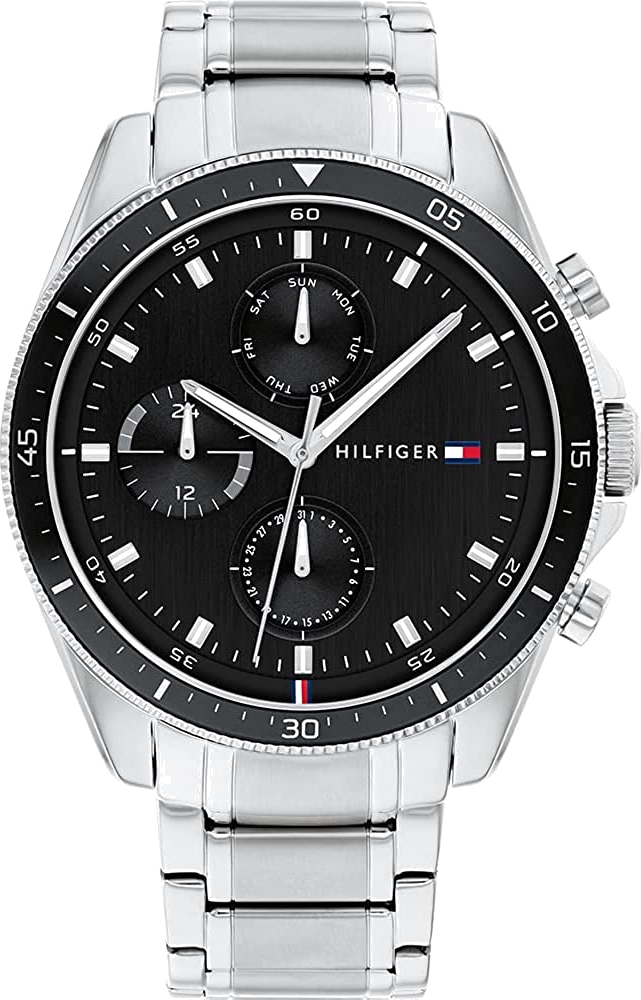 Montre Homme Tommy Hilfiger 1791835 Parker Acier Argent Cadran Noir