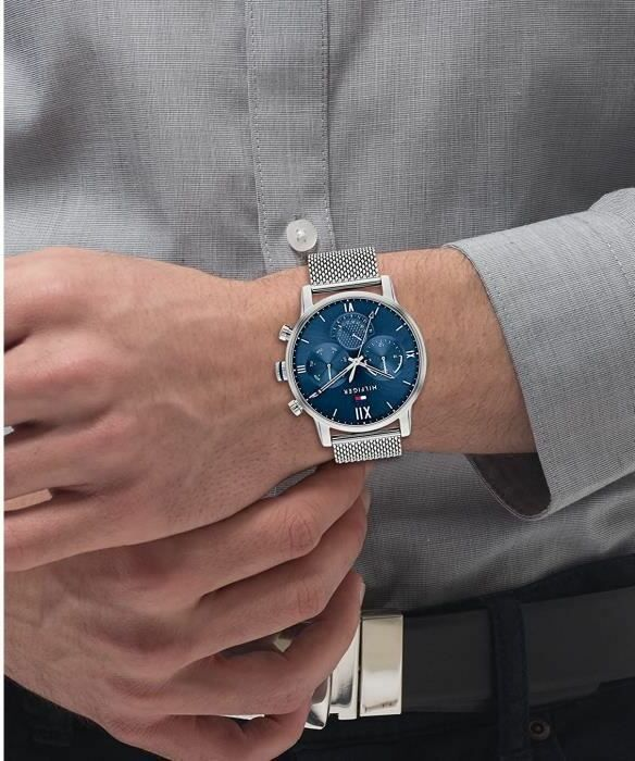 Montre Homme Tommy Hilfiger 1791881 Sullivan - Cadran Bleu, Bracelet Acier Maille Milanaise Argent vue 4