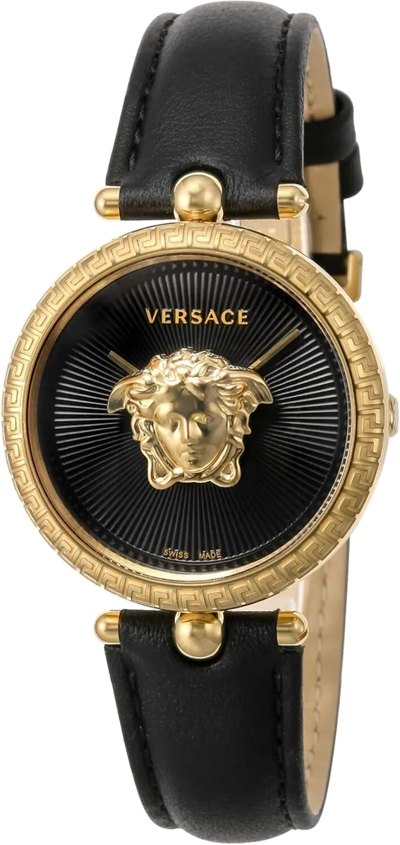 Montre Versace VECQ00118 Palazzo Empire pour Femme, Cadran Noir, Bracelet Cuir Noir