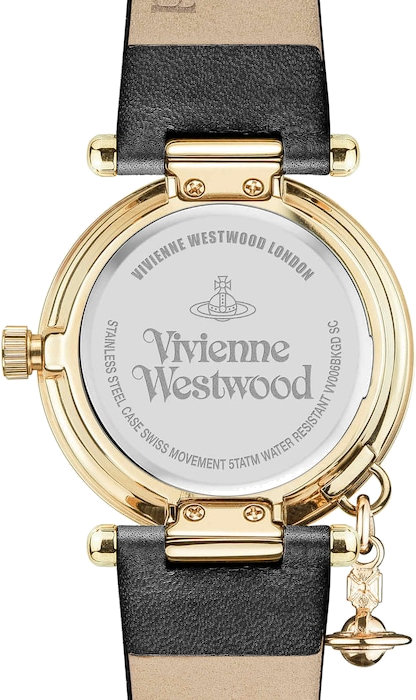 Montre Femme Vivienne Westwood Orb II - Boîtier or, cadran et bracelet cuir noir - Réf. VV006BKGD vue 2