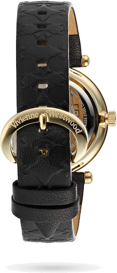 Montre Femme Vivienne Westwood Orb II - Boîtier or, cadran et bracelet cuir noir - Réf. VV006BKGD vue 3