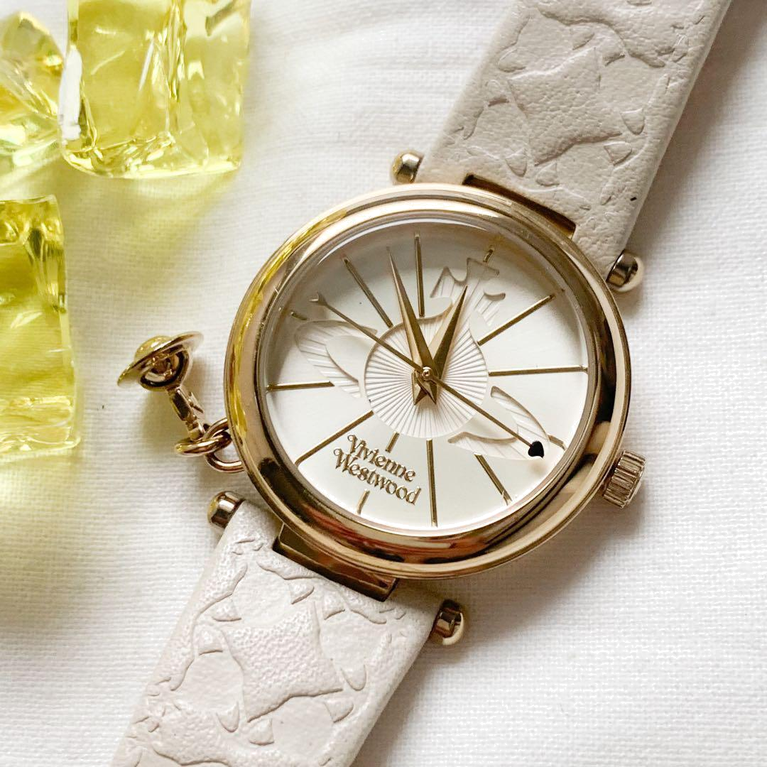 Montre Femme Vivienne Westwood Orb II - Réf. VV006WHWH - Cadran doré, bracelet cuir beige vue 4