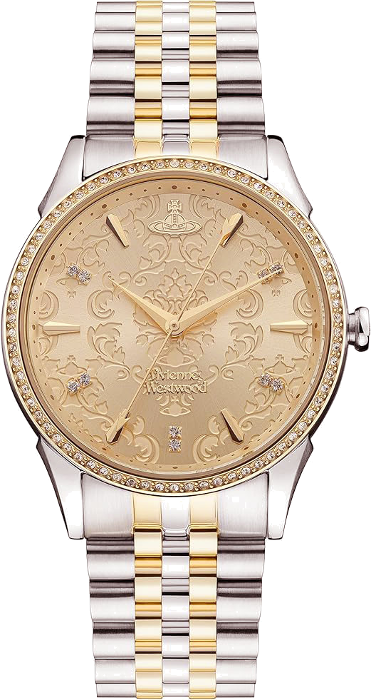 Montre unisexe Vivienne Westwood The Wallace VV208CPSG, cadran doré, bracelet acier bicolore argent/or