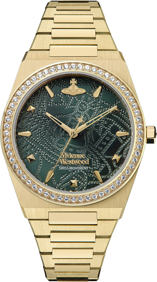 Montre Femme Vivienne Westwood Charterhouse VV244GDGR - Cadran vert, bracelet acier doré
