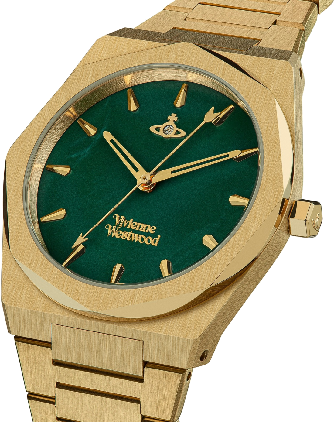 Montre Femme Vivienne Westwood Limehouse VV244GRGD bracelet doré en acier cadran vert vue 2