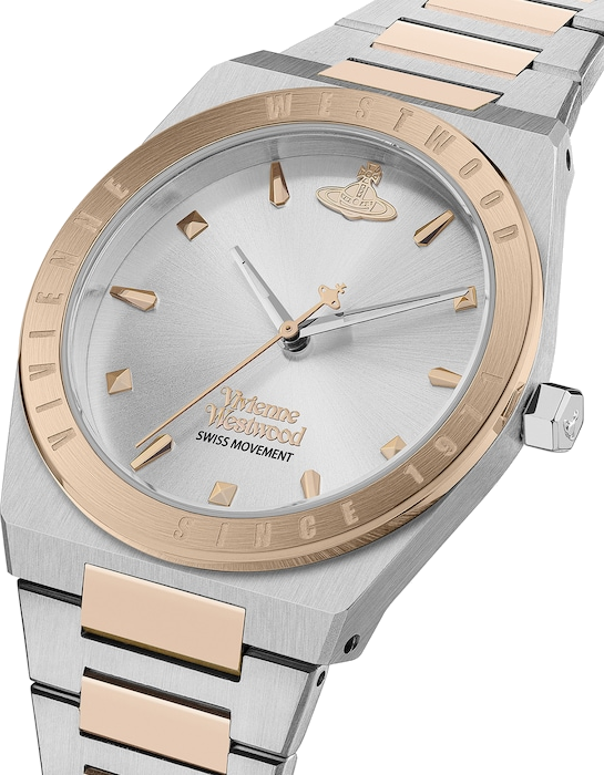 Montre Femme Vivienne Westwood Charterhouse VV244SLSR - Cadran argenté, bracelet acier bicolore or rose et argent vue 2