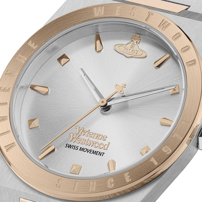 Montre Femme Vivienne Westwood Charterhouse VV244SLSR - Cadran argenté, bracelet acier bicolore or rose et argent vue 4