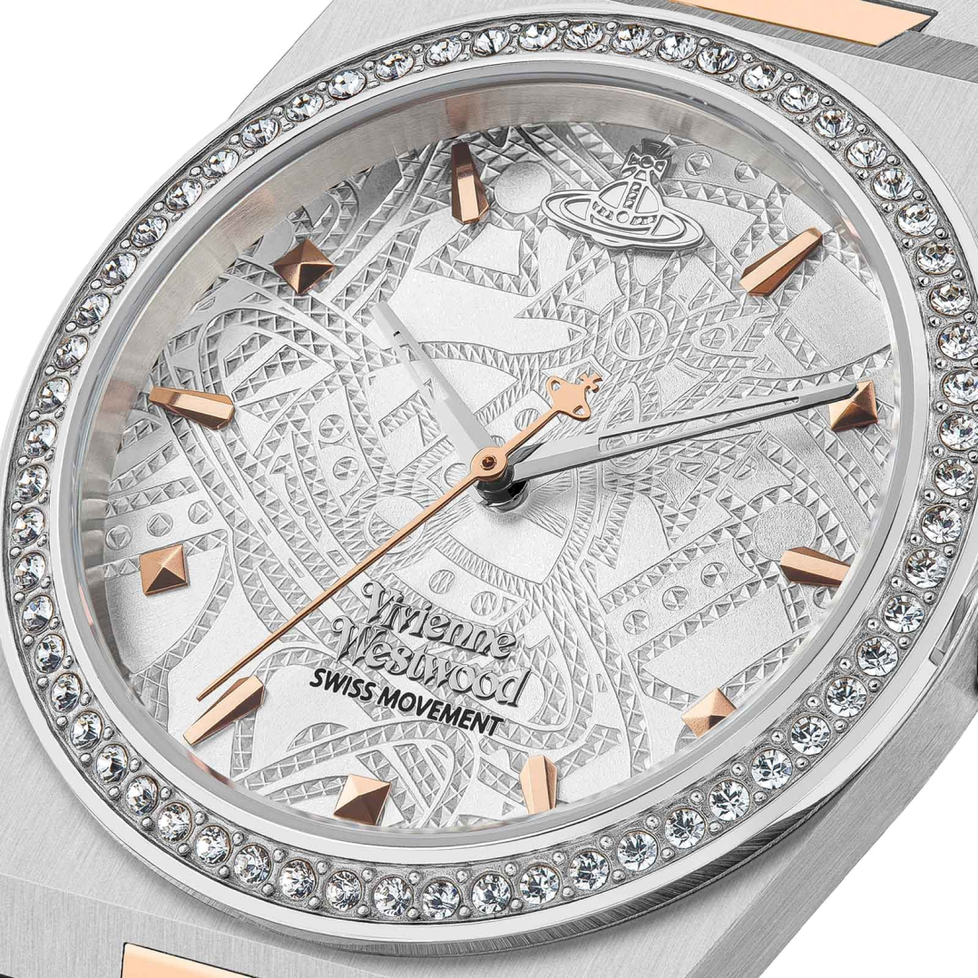 Montre Vivienne Westwood VV244WSSR Bracelet Bicolore et Boîtier Serti de Strass vue 4