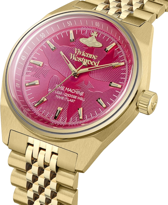Montre Vivienne Westwood VV251RRGD Lady Sydenham Acier Doré et Cadran Fuchsia vue 2
