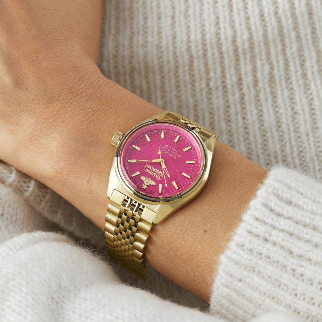 Montre Vivienne Westwood VV251RRGD Lady Sydenham Acier Doré et Cadran Fuchsia vue 5