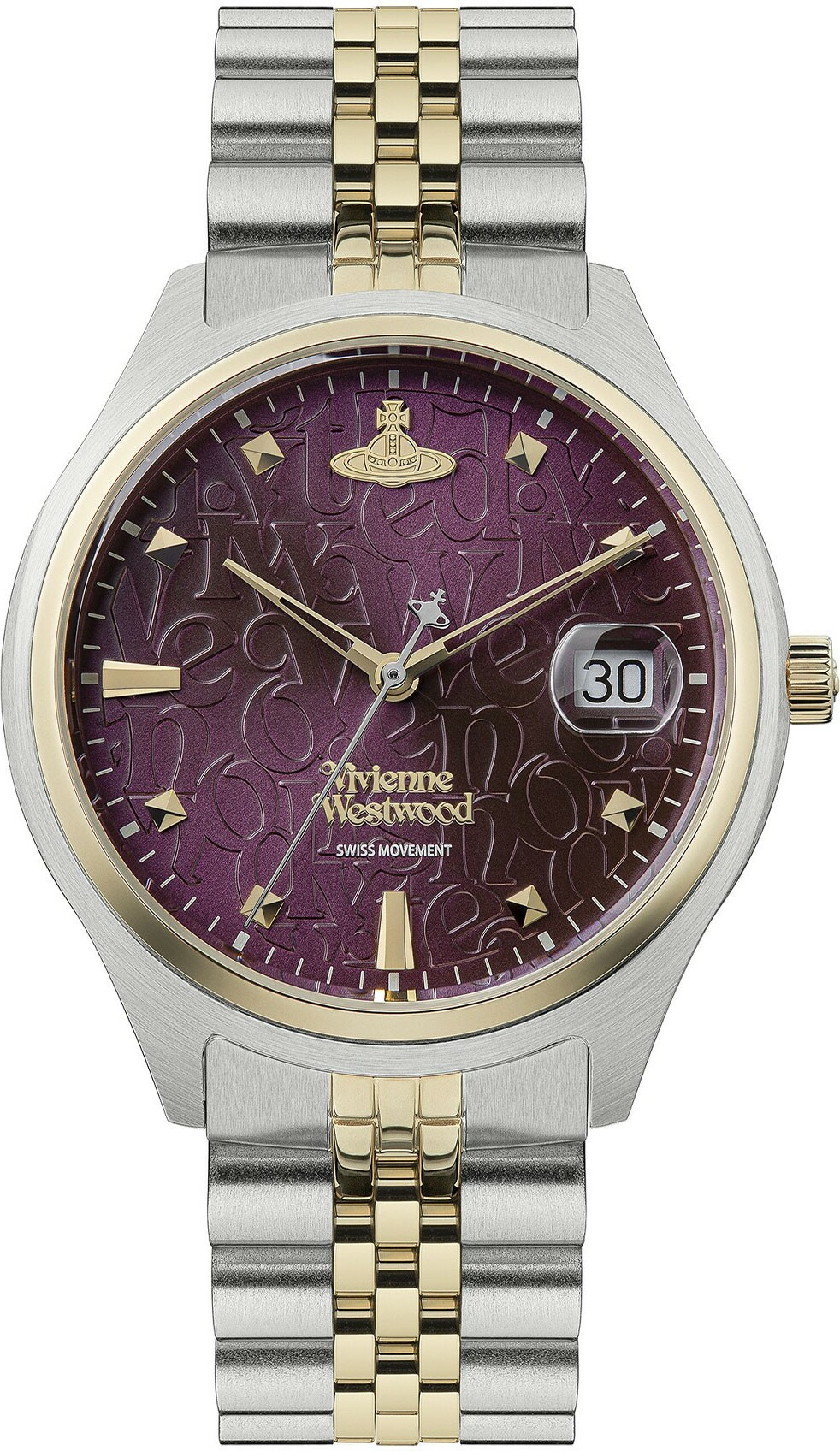 Montre Femme Vivienne Westwood Camberwell VV261BYSG - Cadran violet soleillé, bracelet acier bicolore or et argent