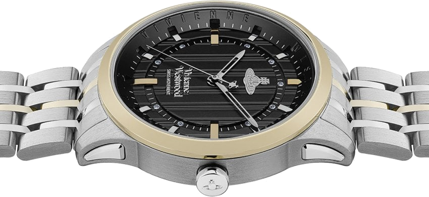 Montre Femme Vivienne Westwood East End VV262BKSG bracelet bicolore en acier cadran noir vue 5