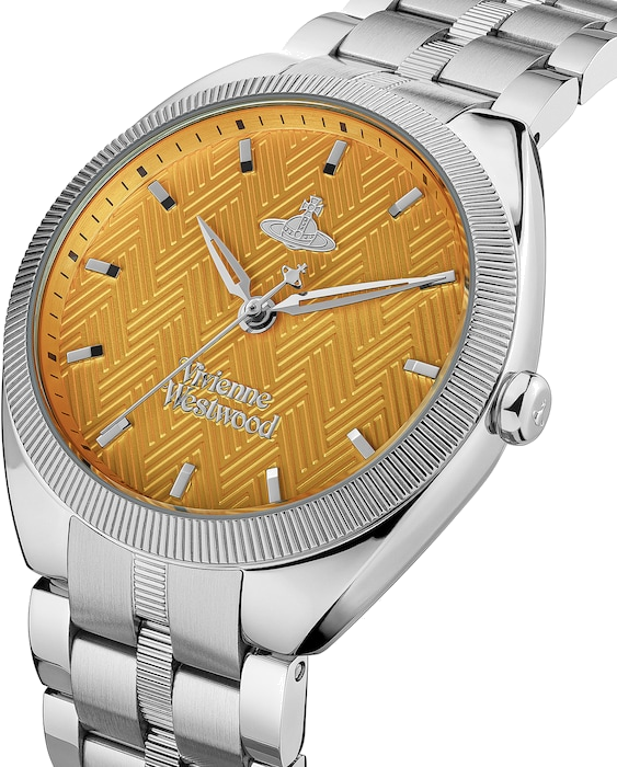 Montre Femme Vivienne Westwood The Mews VV281TNSL bracelet argent en acier cadran orange vue 2