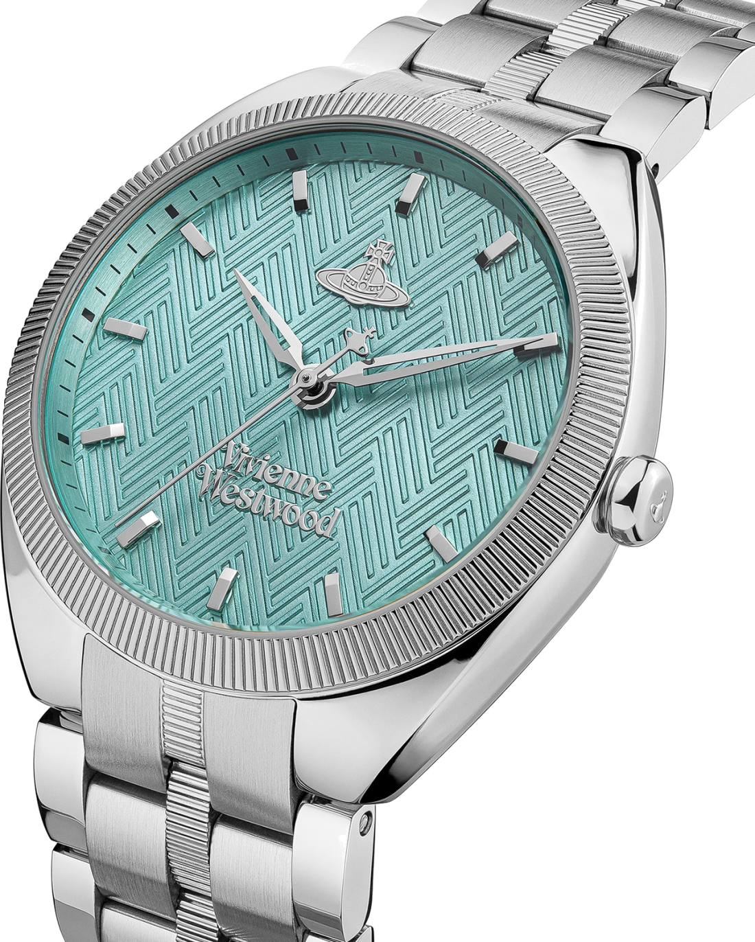 Montre Femme Vivienne Westwood The Mews VV281TQSL bracelet argent en acier cadran turquoise vue 2