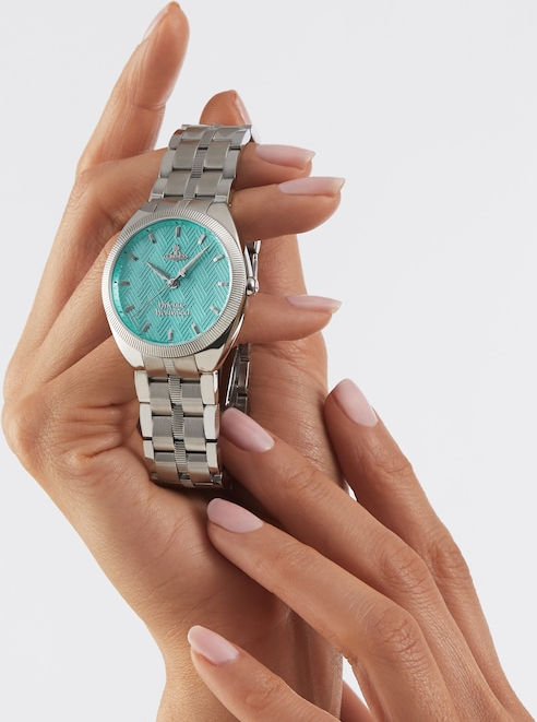 Montre Femme Vivienne Westwood The Mews VV281TQSL bracelet argent en acier cadran turquoise vue 6