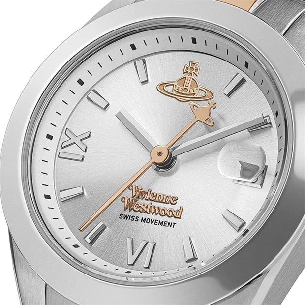 Montre Femme Vivienne Westwood Fenchurch VV292SLSR - Cadran argenté, bracelet acier bicolore argent et or rose vue 2