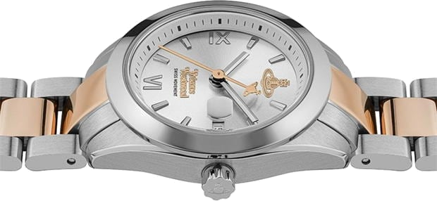 Montre Femme Vivienne Westwood Fenchurch VV292SLSR - Cadran argenté, bracelet acier bicolore argent et or rose vue 4